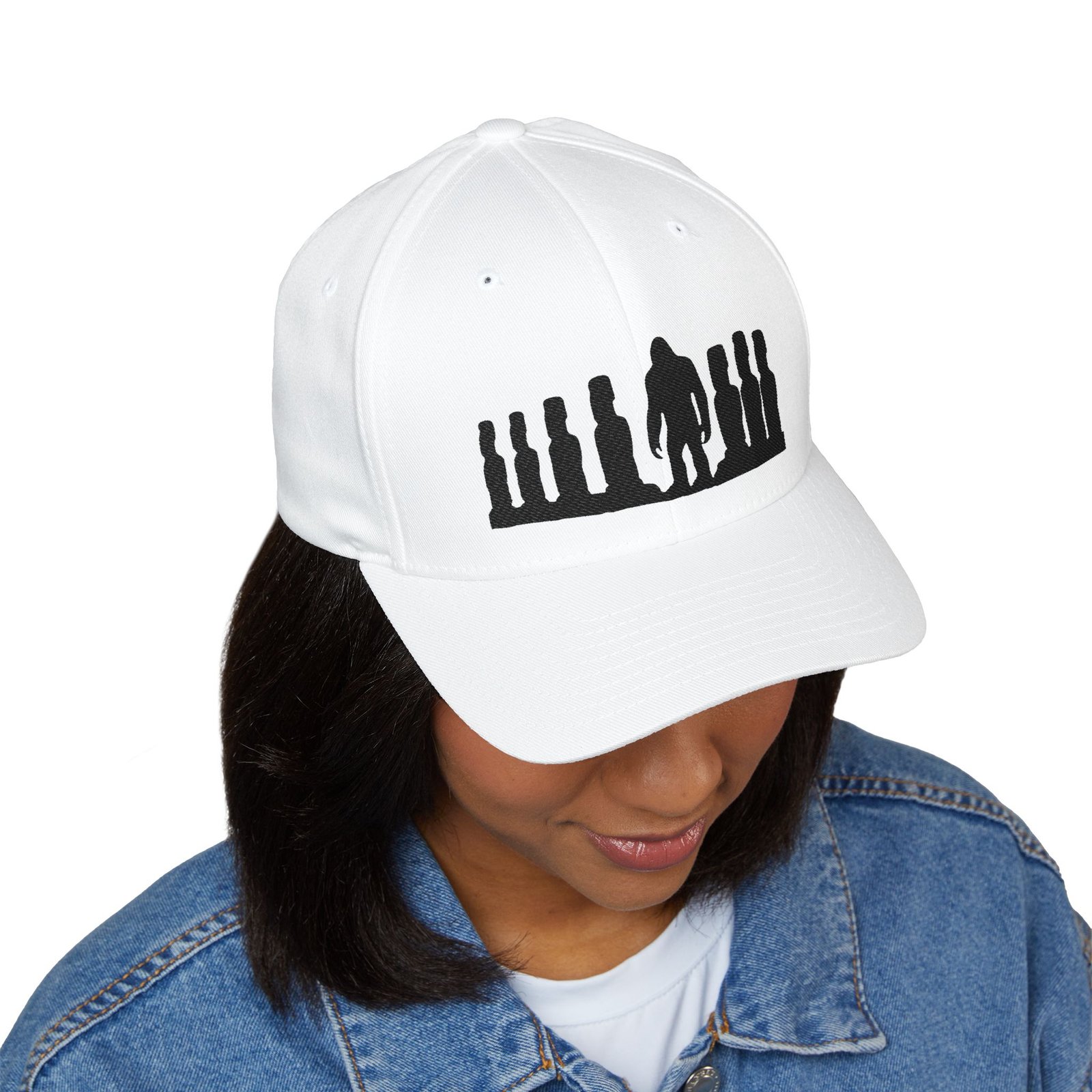 easter island moai statue mystery x bigfoot silhouette collab flexfit hat | embroidered baseball hat gift easter island moai statue mystery x bigfoot silhouette collab flexfit hat | embroidered baseball hat gift