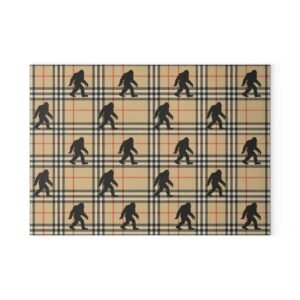 classic cryptid bigfoot glass cutting board, rustic elegance with fun twist | conversation starter | christmas gift, cabin camper decor