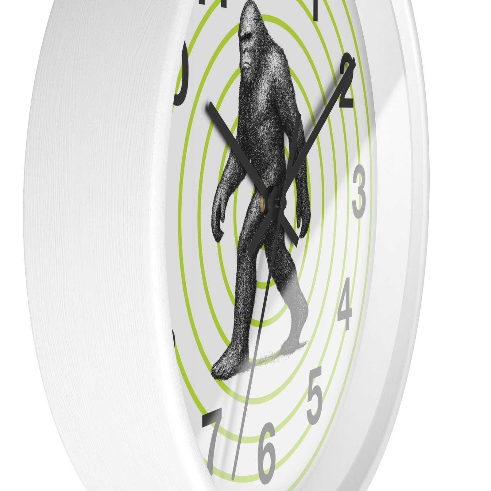 pointillism bigfoot wall clock | artistic sasquatch clock with green concentric circles | modern conversation starter home décor pointillism bigfoot wall clock | artistic sasquatch clock with green concentric circles | modern conversation starter home décor