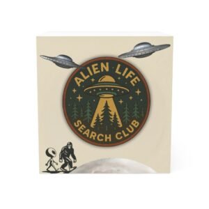 alien life search club sticky mega note cube, bigfoot & alien retro space adventure patch stationary gift (700 sheets)