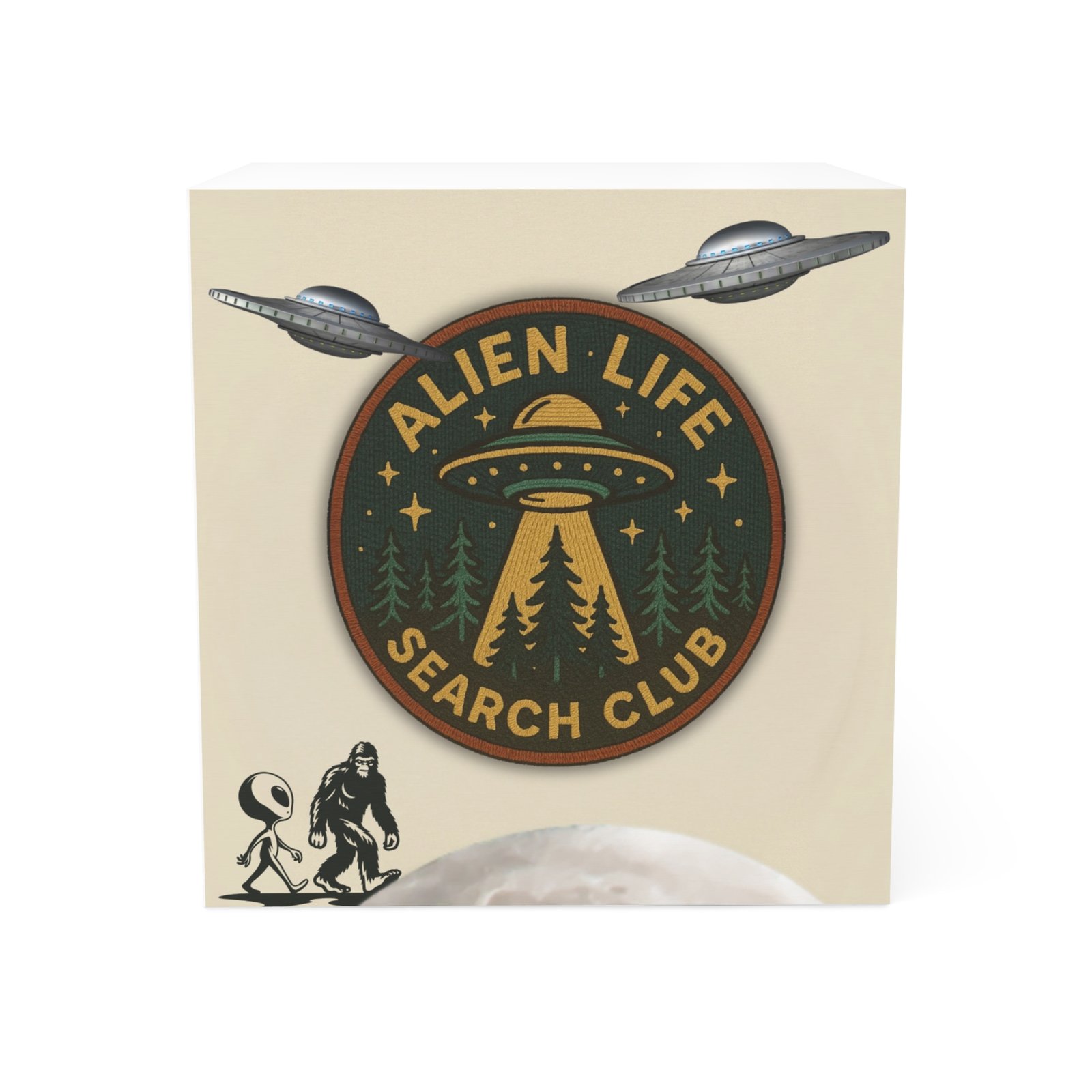 alien life search club sticky mega note cube, bigfoot & alien retro space adventure patch stationary gift (700 sheets) alien life search club sticky mega note cube, bigfoot & alien retro space adventure patch stationary gift (700 sheets)