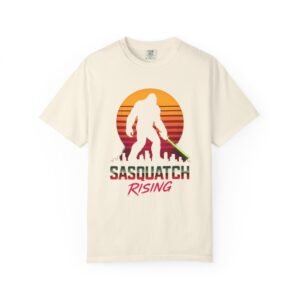 sasquatch rising vaporwave tee | neon samurai bigfoot comfort colors® 1717 shirt | retro synthwave sunset t shirt
