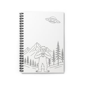 heart hands bigfoot notebook, cute minimalist cryptid journal, 6x8 spiral lined sasquatch love gift
