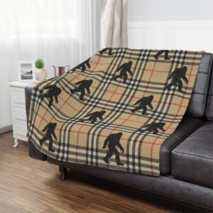 classic cryptid plaid x bigfoot minky blanket | ultra soft microfiber fleece throw | cozy sasquatch couch blanket gift(2 sizes)