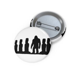 bigfoot x moai pin button |easter island statue pin | sasquatch silhouette collectible | retro mystery accessory