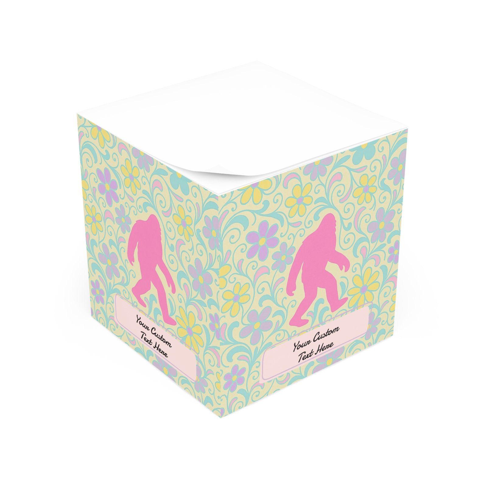 customizable mega note cube sticky pad for desk bigfoot memo pad with vintage flower design, retro groovy floral desk notes customizable mega note cube sticky pad for desk bigfoot memo pad with vintage flower design, retro groovy floral desk notes