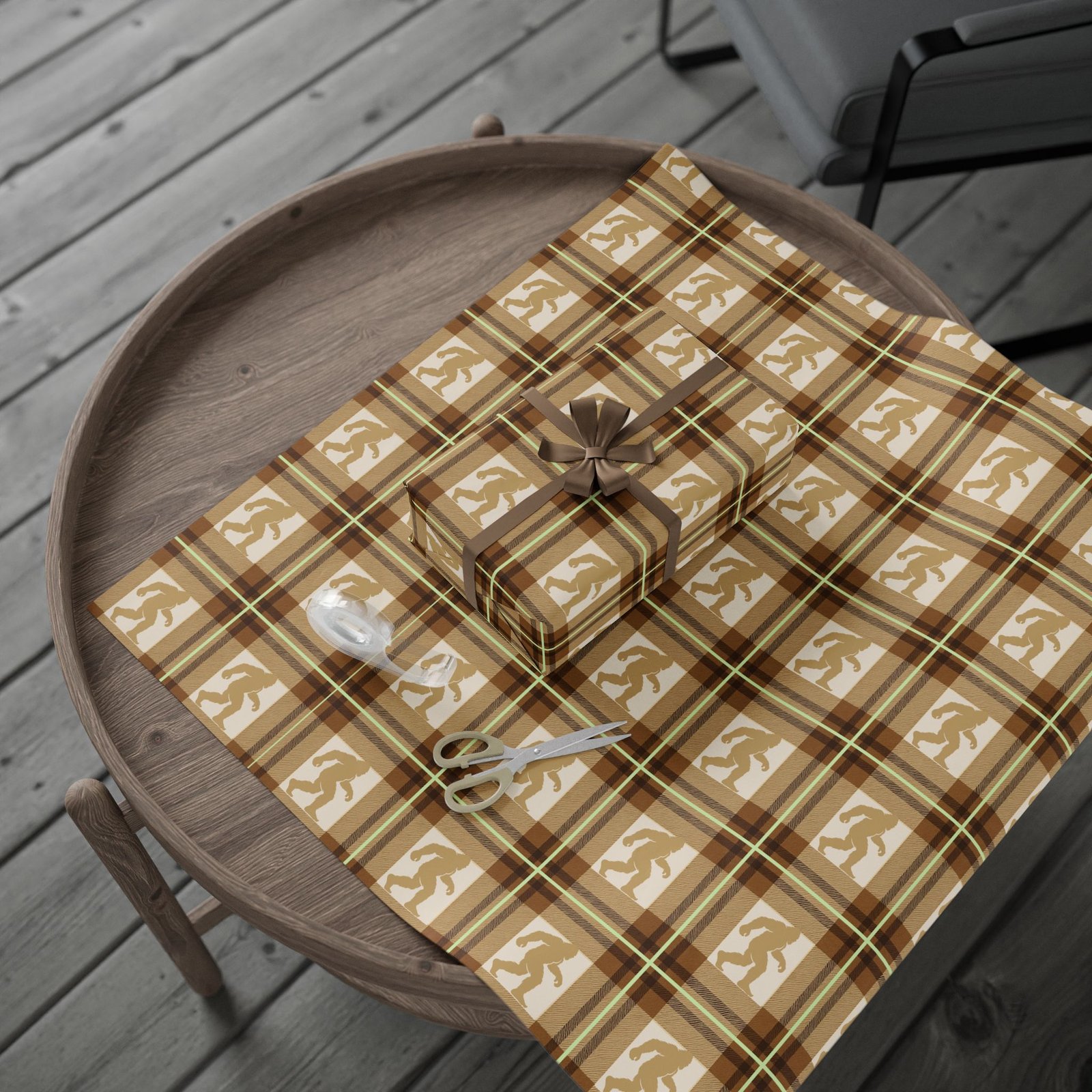 bigfoot plaid wrapping paper: 'swamp gas glow' legendary sasquatch gift wrap bigfoot plaid wrapping paper: 'swamp gas glow' legendary sasquatch gift wrap