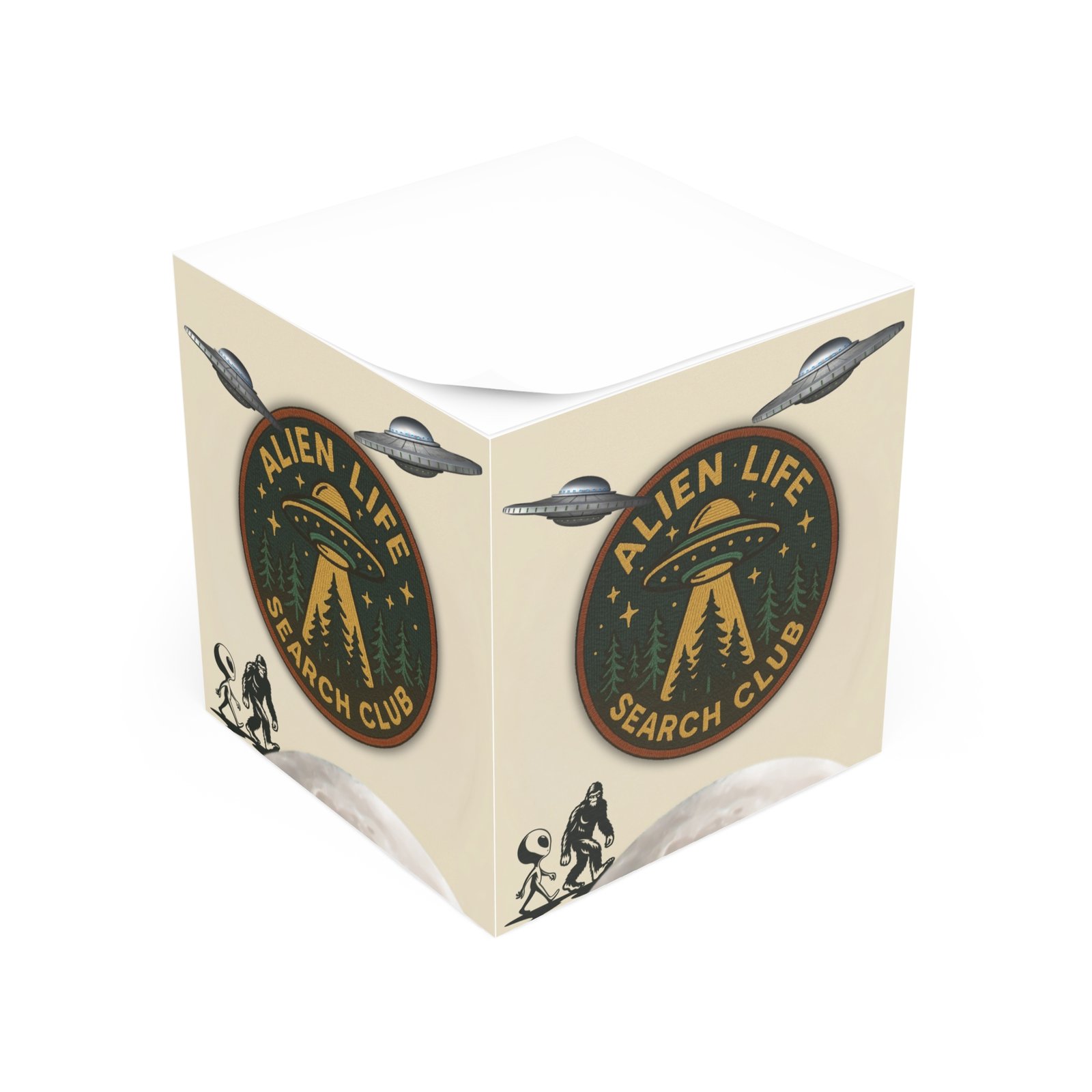 alien life search club sticky mega note cube, bigfoot & alien retro space adventure patch stationary gift (700 sheets) alien life search club sticky mega note cube, bigfoot & alien retro space adventure patch stationary gift (700 sheets)