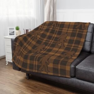 Home bigfoot og plaid minky blanket | ultra soft microfiber fleece throw | classic brown plaid sasquatch blanket gift (2 sizes)