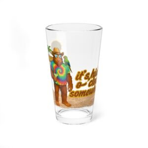 bigfoot hide oclock somewhere parrothead x sasquatch mixing pint glass, beach party vibes, 16 oz