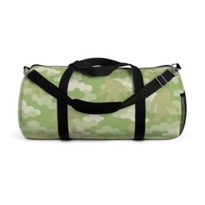 premium green camo duffel bag bigfoot cloud camo print 'mossy mystery' sasquatch luggage bag for travel, small or large
