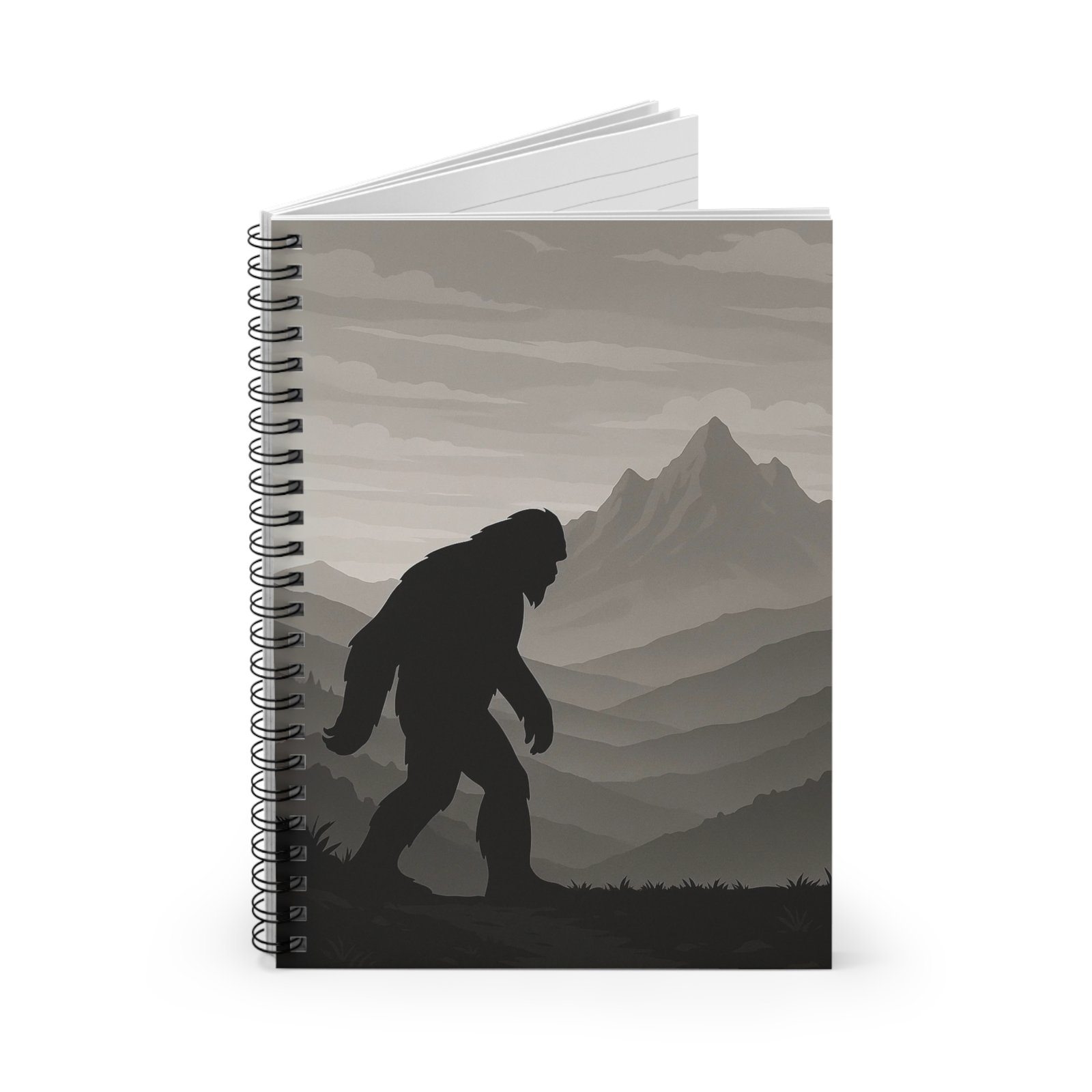 monochrome bigfoot journal, minimalist sasquatch spiral notebook for cryptid lovers, forest adventures, or paranormal field notes monochrome bigfoot journal, minimalist sasquatch spiral notebook for cryptid lovers, forest adventures, or paranormal field notes