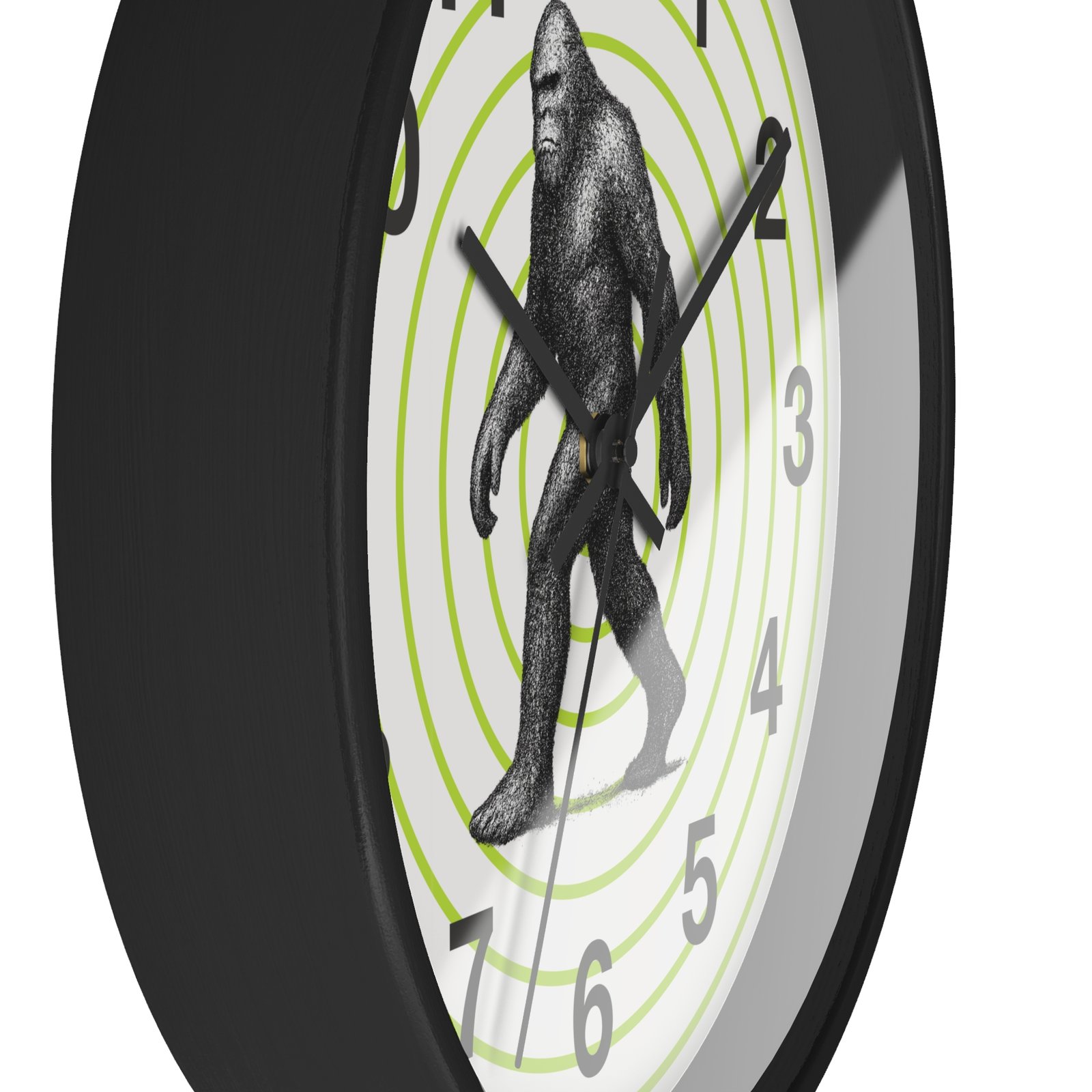 pointillism bigfoot wall clock | artistic sasquatch clock with green concentric circles | modern conversation starter home décor pointillism bigfoot wall clock | artistic sasquatch clock with green concentric circles | modern conversation starter home décor