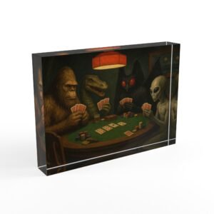 top secret poker night art photo block bigfoot gift for believer 5" x 7", alien gift idea high quality gift for men