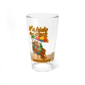 bigfoot parrothead pint glass "hide o'clock somewhere" tropical beach sasquatch jimmy buffett inspired funny mixing glass gift