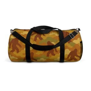 premium camo duffle bag| bigfoot "leaf me alone' gear for travel | sasquatch cloud camo durable gear bag